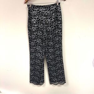 Rena Rowan vintage high rise black and silver lace pants Sz XS